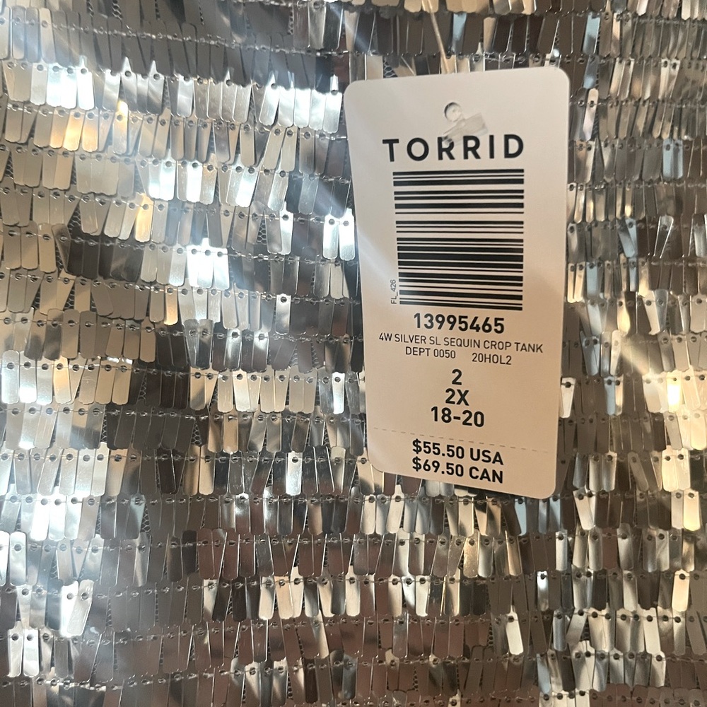 Shinny Silver Top, 2x, NWT
